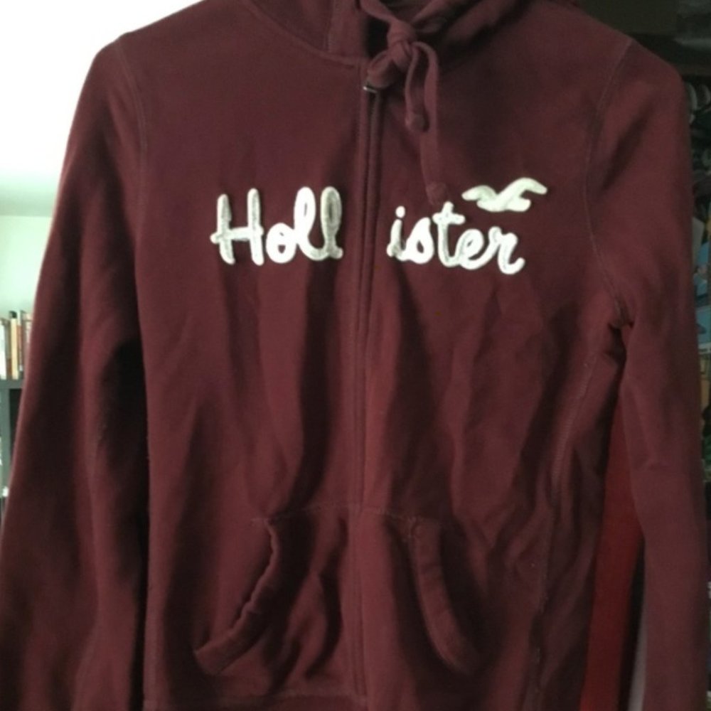 Hollister Burgundy Hoodie ZIP Sweater